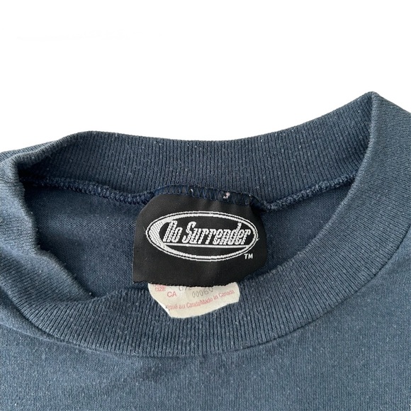 Vintage 90s Y2K No Surrender Spellout Graphic Tee Distressed Short Sleeve Large - Picture 3 of 8